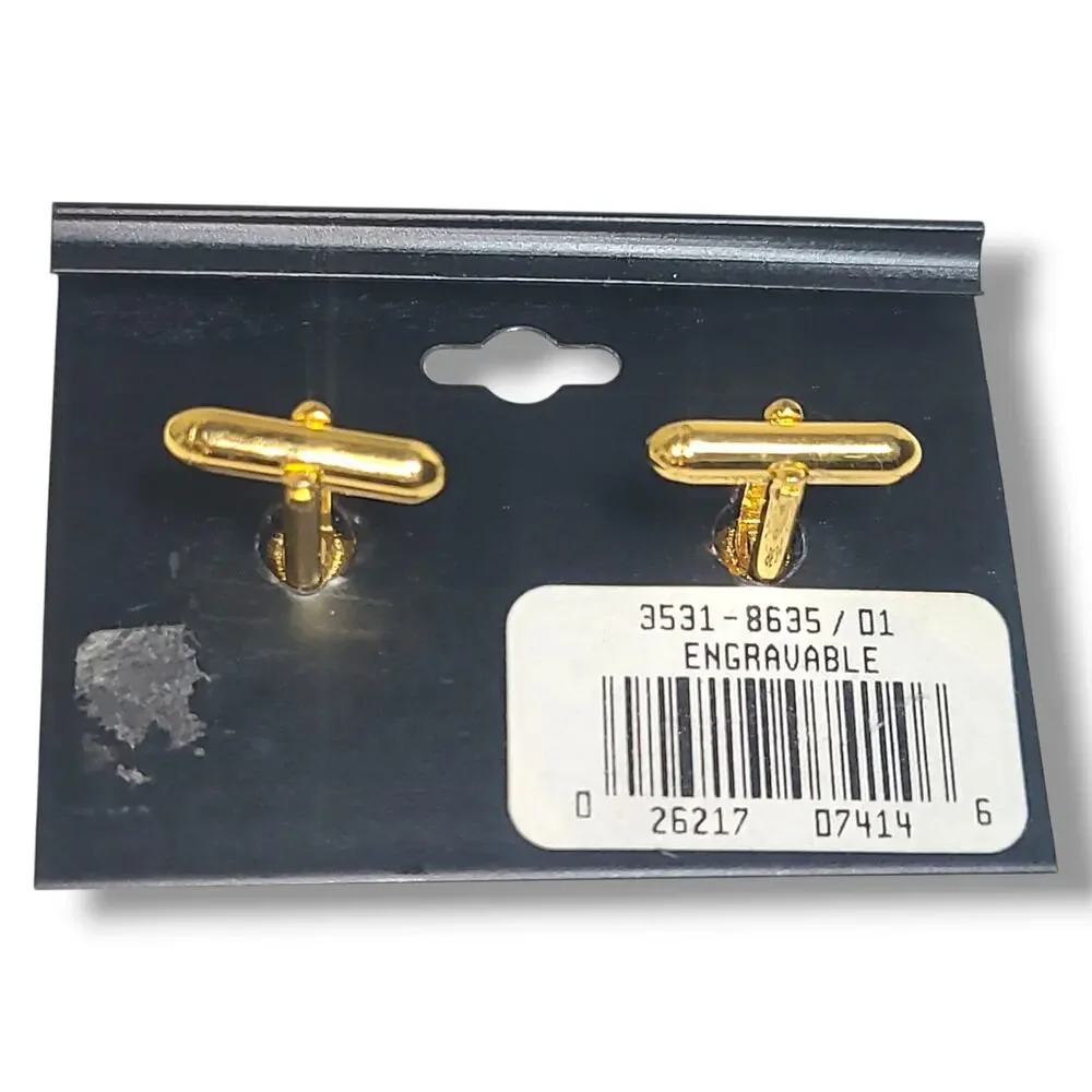 Vintage NWT Dillards Gold Tone Engravble Cufflinks‎ NOS
